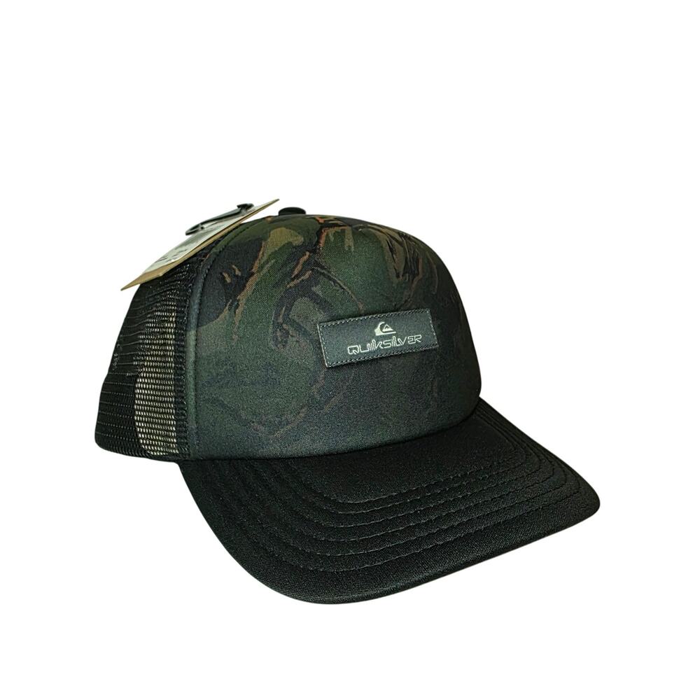 Quiksilver Magpie Coop Snapback Trucker Hat Green Camo Adjustable Mesh Cap